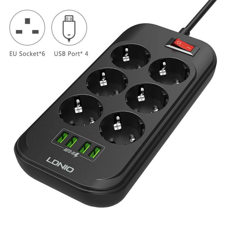 Yijianxi EU Plug Smart Extension Power Strip Home Office Surge Protector With 4 USB 4-port 3.4A EU Pulg