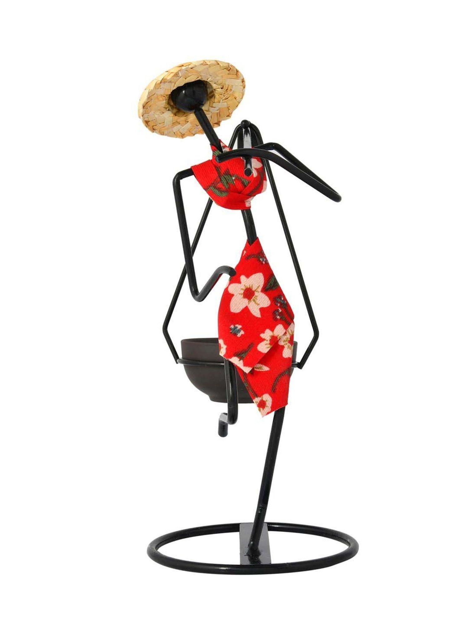 Tayhaa Black & Red Iron Metal Lady Elegant Candle Holder
