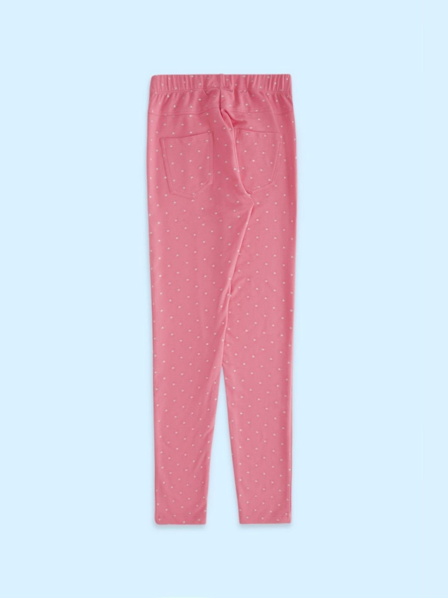 Pantaloons Junior Fuchsia Pink Cotton Printed Jeggings