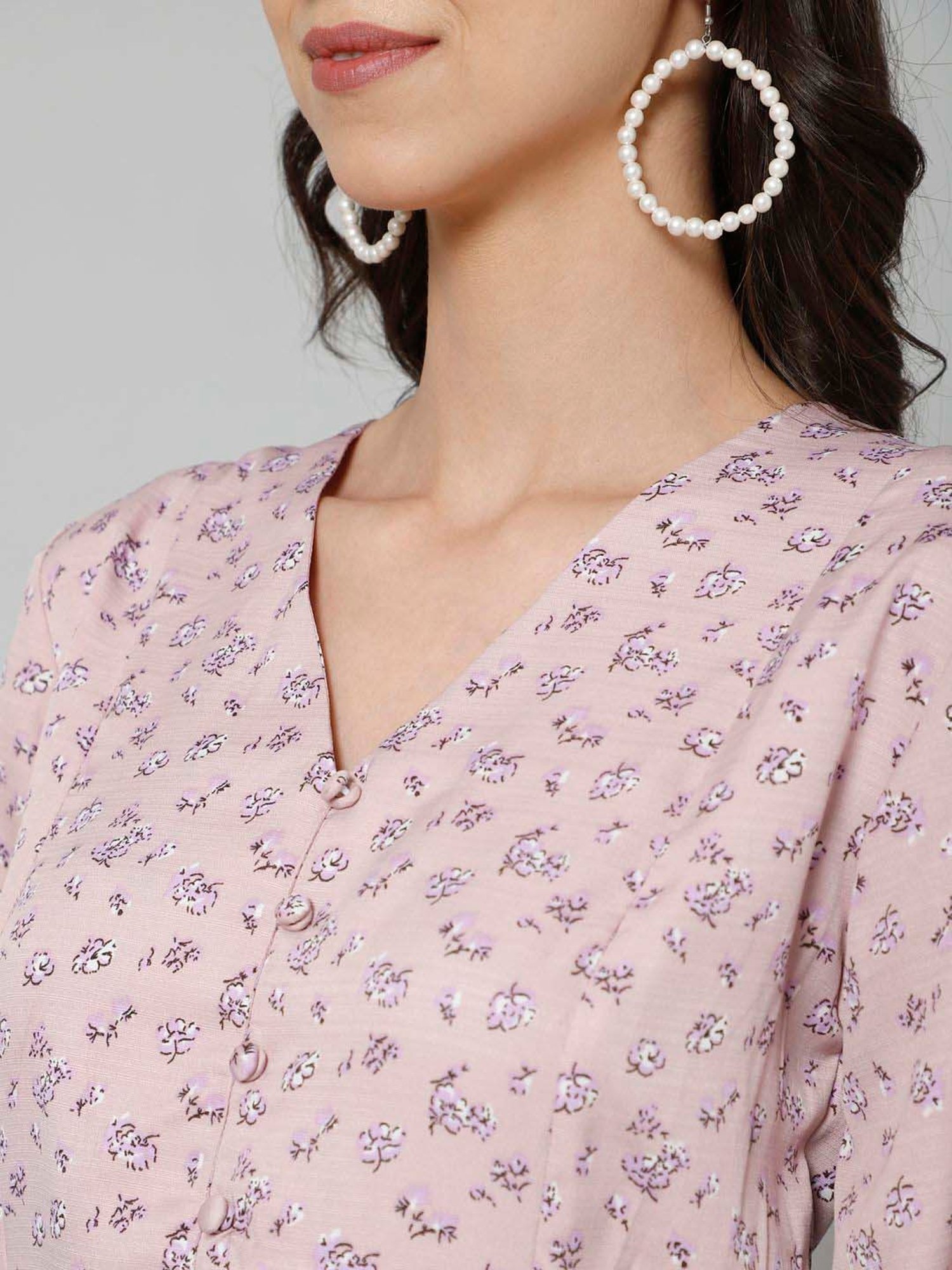 PURYS Pink Printed Top