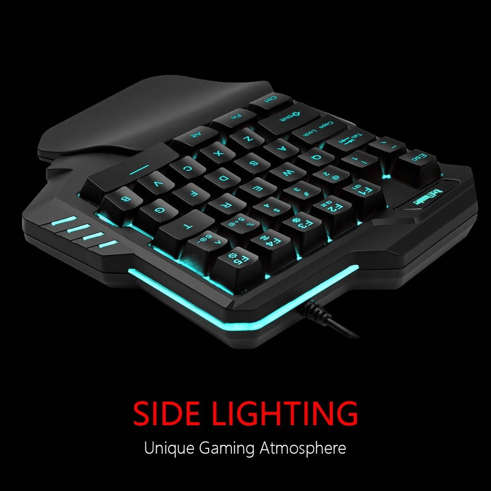 RedThunder One-Handed Gaming Keyboard RGB Backlit Portable Mini Gaming Keypad Ergonomic Game Controller for PC PS4 Xbox Gamer