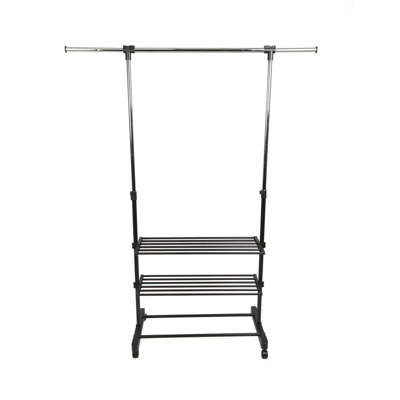 Mind Reader Garment Rack, 2-Shelf Clothing Rack, Stainless Steel