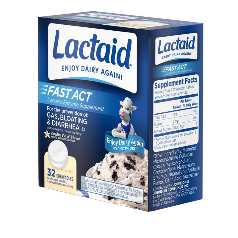 Lactaid Fast Act Lactose Relief Chewables - Vanilla - 32pk