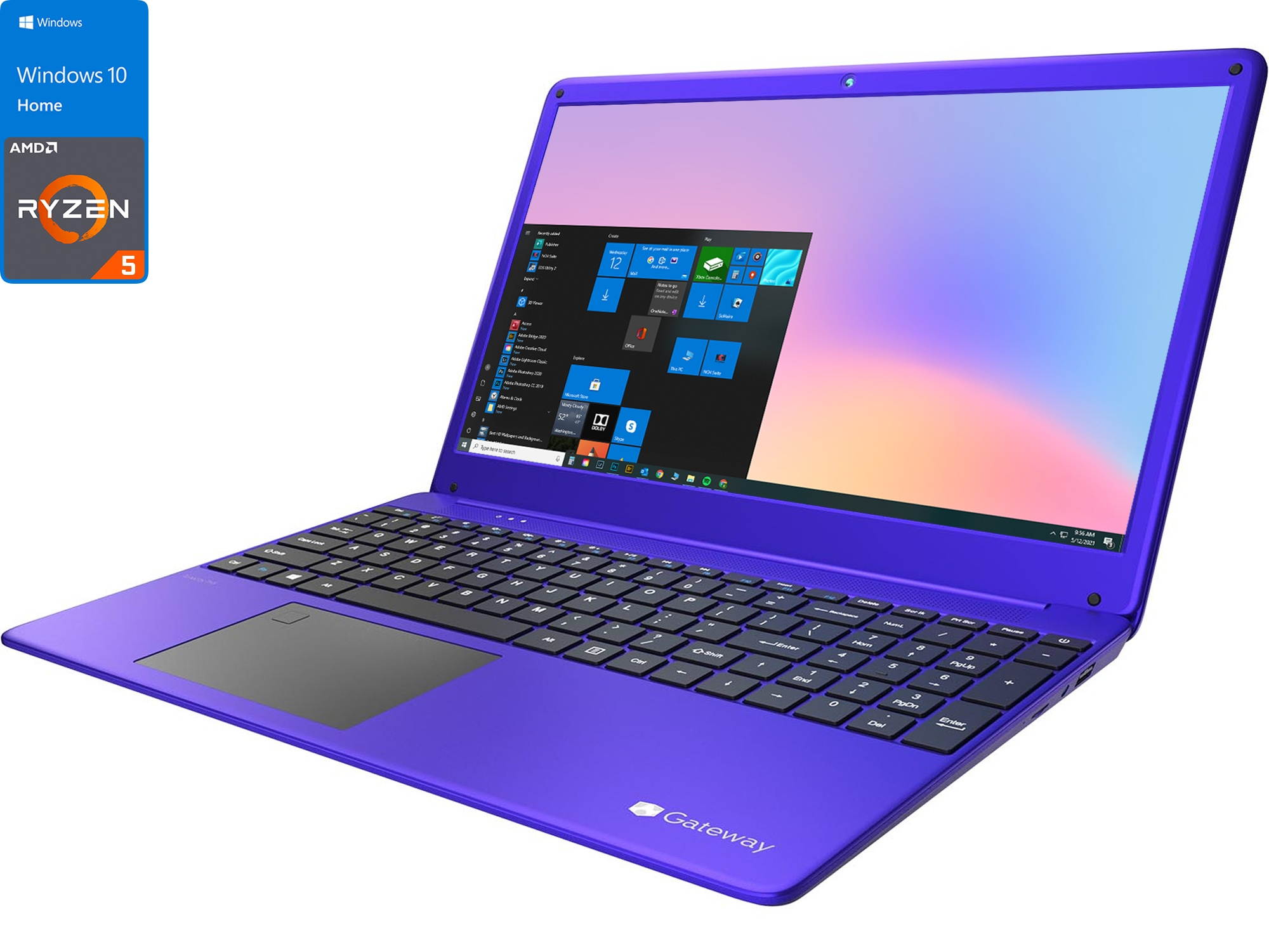 Gateway Ultra Slim Notebook, 15.6" IPS FHD Display, AMD Ryzen 5 3450U Upto 3.5GHz, 8GB RAM, 1TB SSD, Vega 8, HDMI, Card Reader, Wi-Fi, Bluetooth, Windows 10 Home