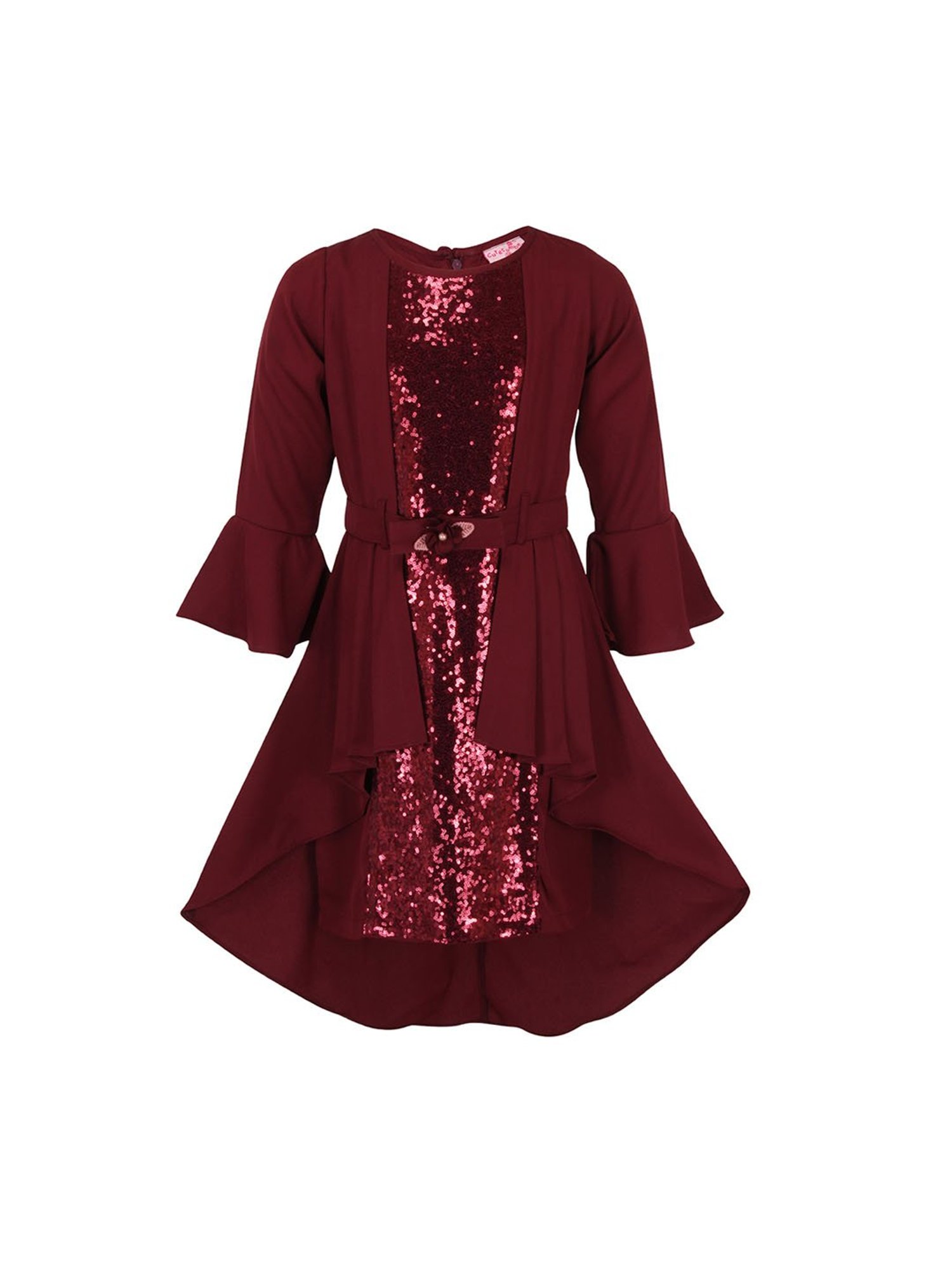 Cutecumber Kids Maroon Embellished  Dress