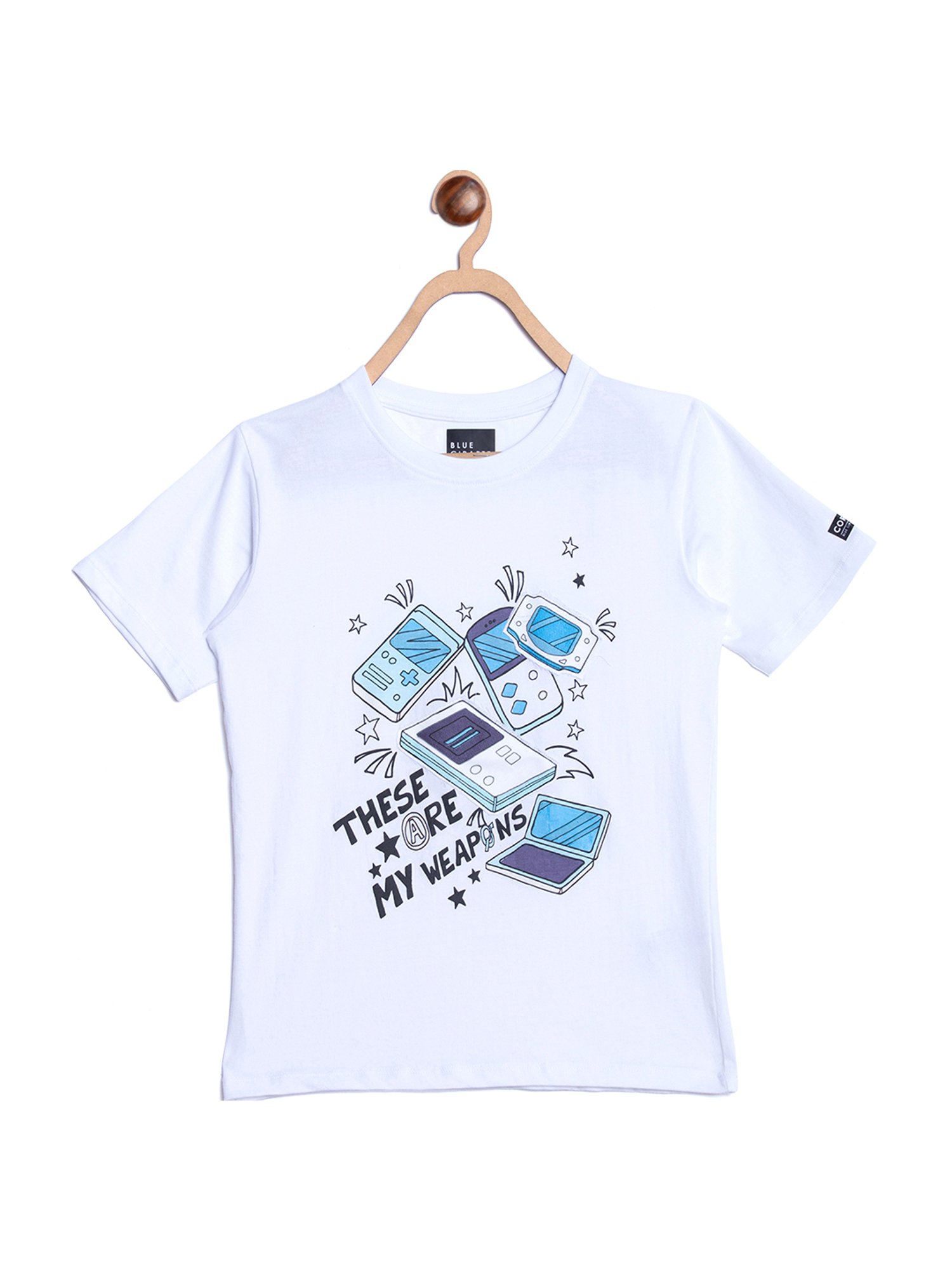 Blue Giraffe Kids White Cotton Printed T-Shirt