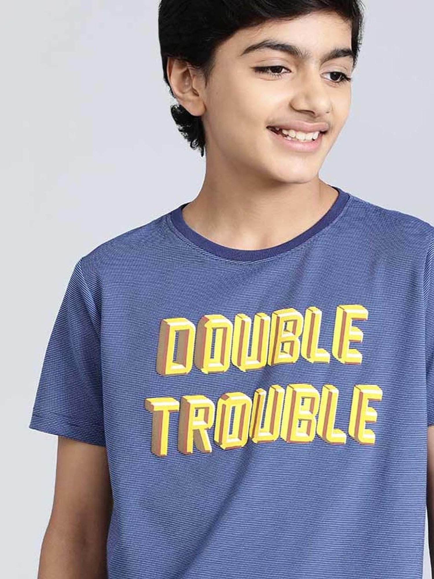 Indian Terrain Boys Navy Cotton Printed T-Shirt