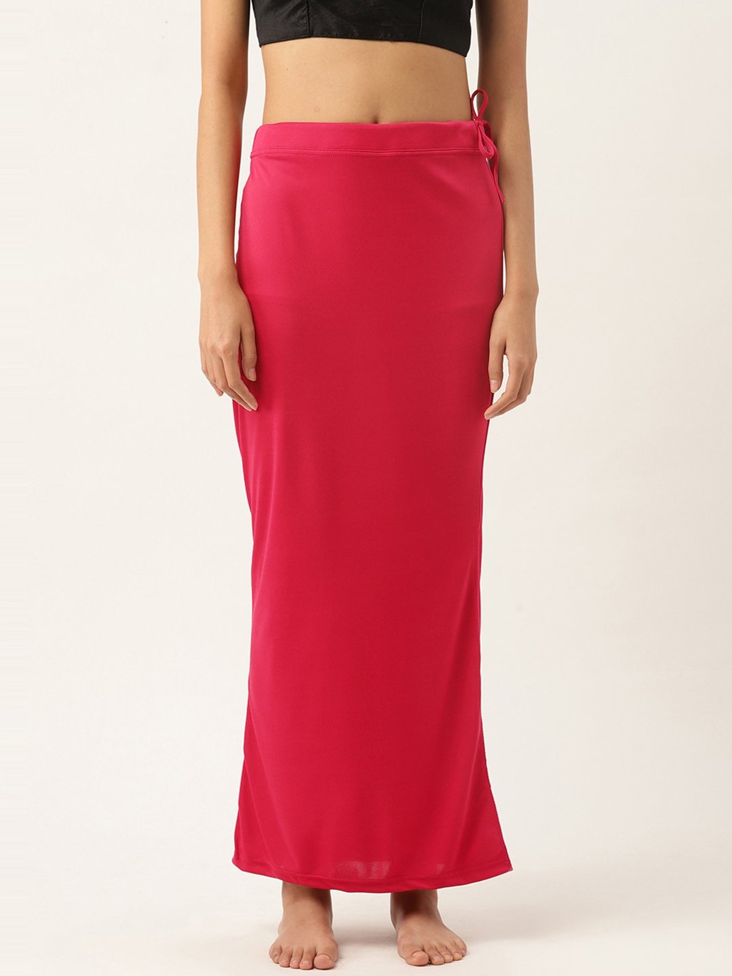 Ms.Lingies Pink Plain Saree Shapewear