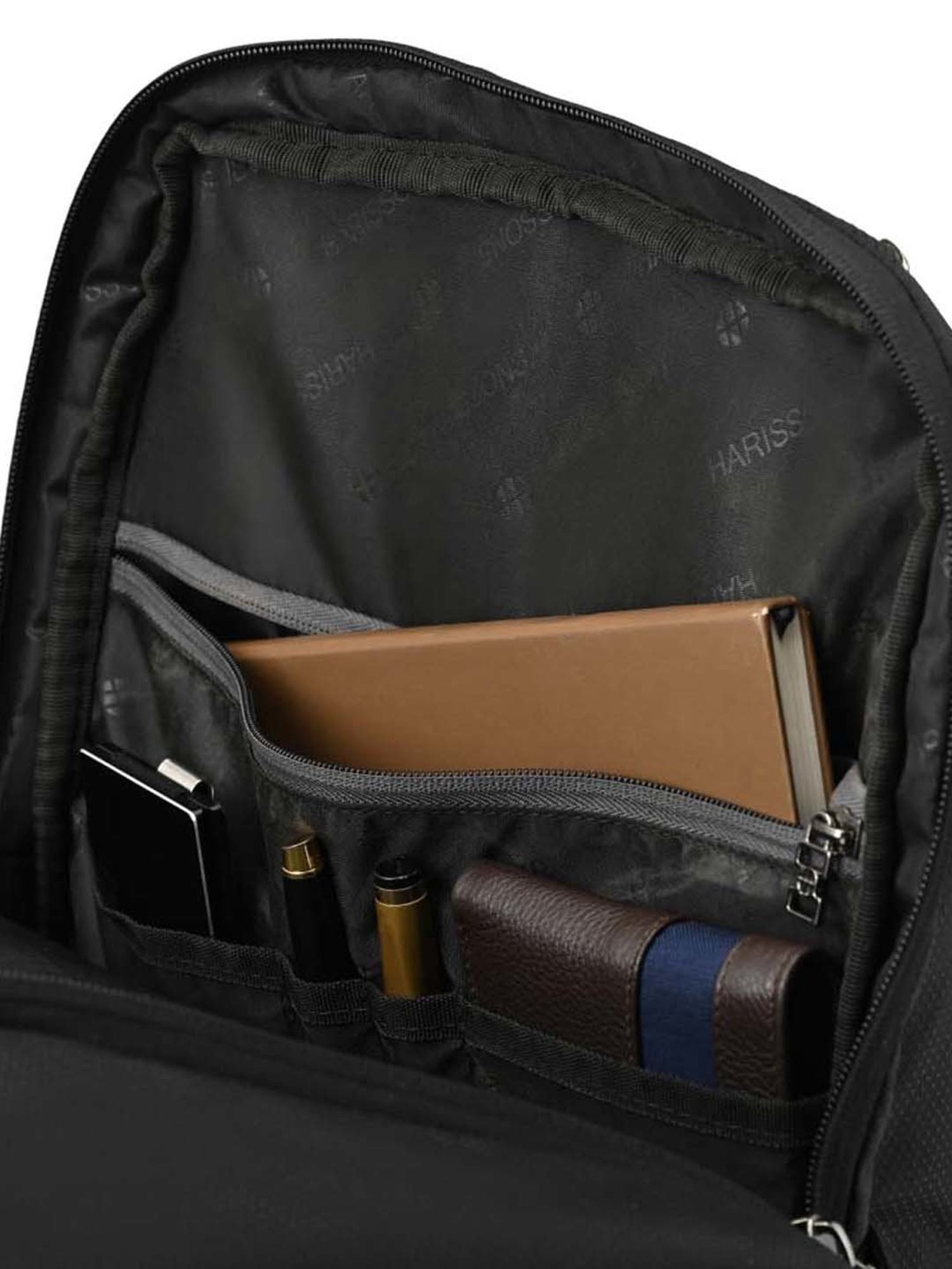 Harissons Nova Black Polyester Quilted Laptop Backpack - 26 Ltrs