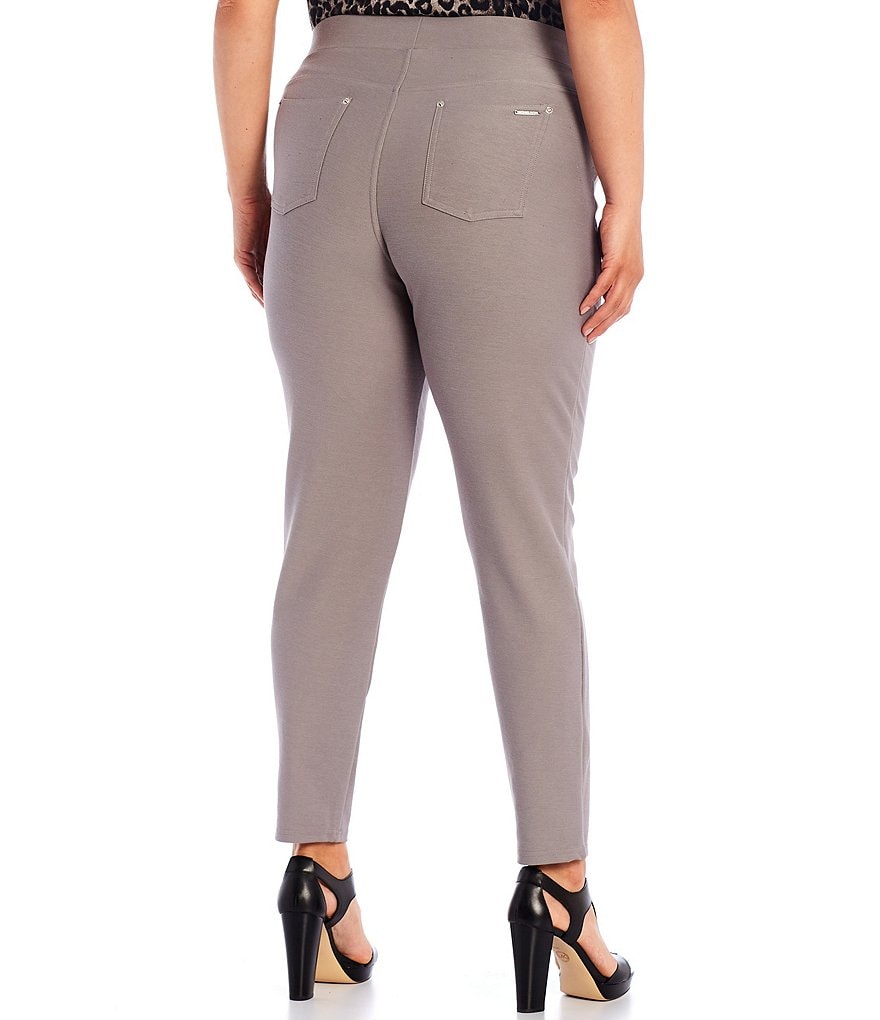 Intro Plus Size Solid Double Knit Tummy Control Leggings