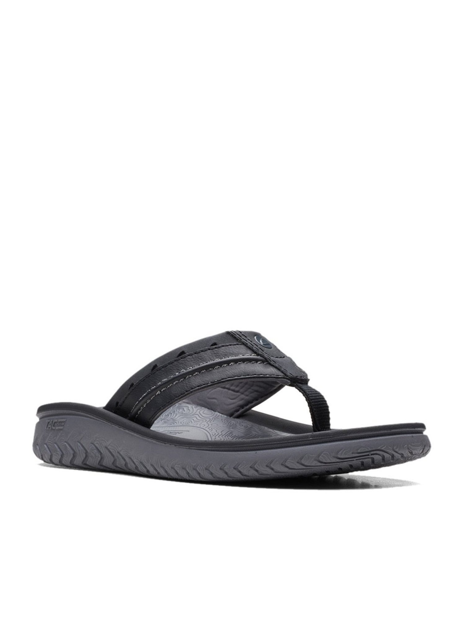Clarks Men's Wesley Post Black Thong Sandals