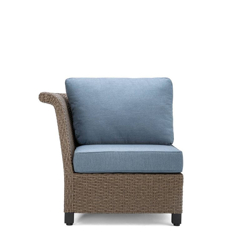 Nolin Armed Corner Weathered Brown Fame  Sunbrella Spectrum Denim Fabric - La-Z-Boy