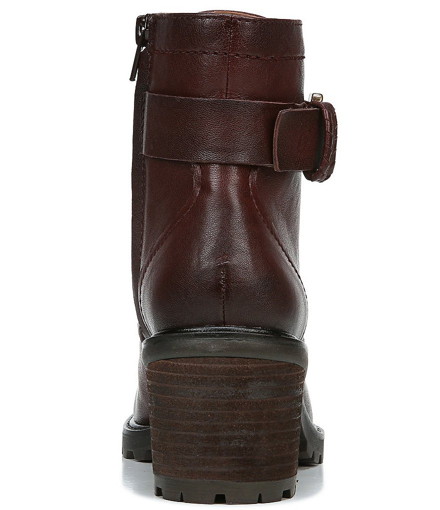 Zodiac Gemma Leather Buckle Strap Detail Lug Sole Block Heel Combat Booties