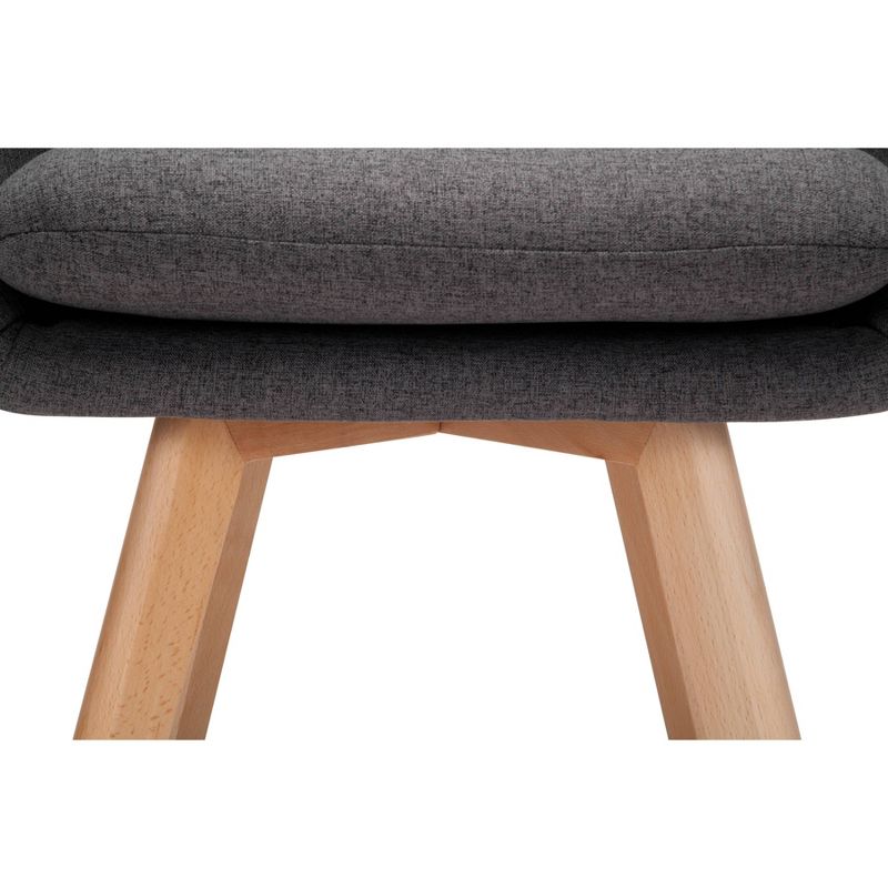 Set of 2 Tufted Fabric Mid-Century Modern Accent Chair with Arms Dining Chair Solid Beechwood Legs Dark Gray - OFM