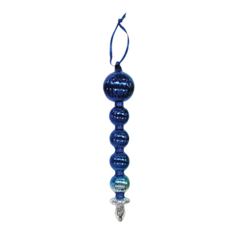Christmas by Krebs Set of 2 Blue Ripple Glass Christmas Finial Ornaments 8.75-Inch (222mm)