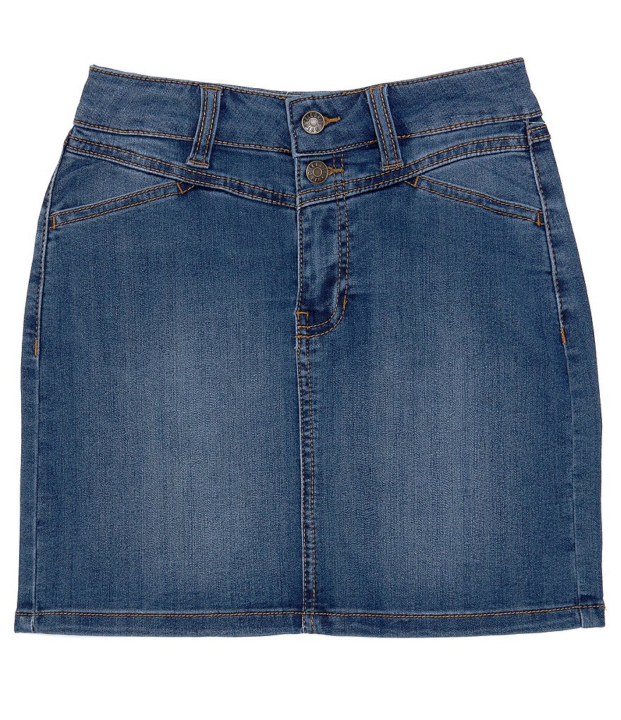 I.N. Girl Big Girls 7-16 Button-Front Denim A-Line Skirt