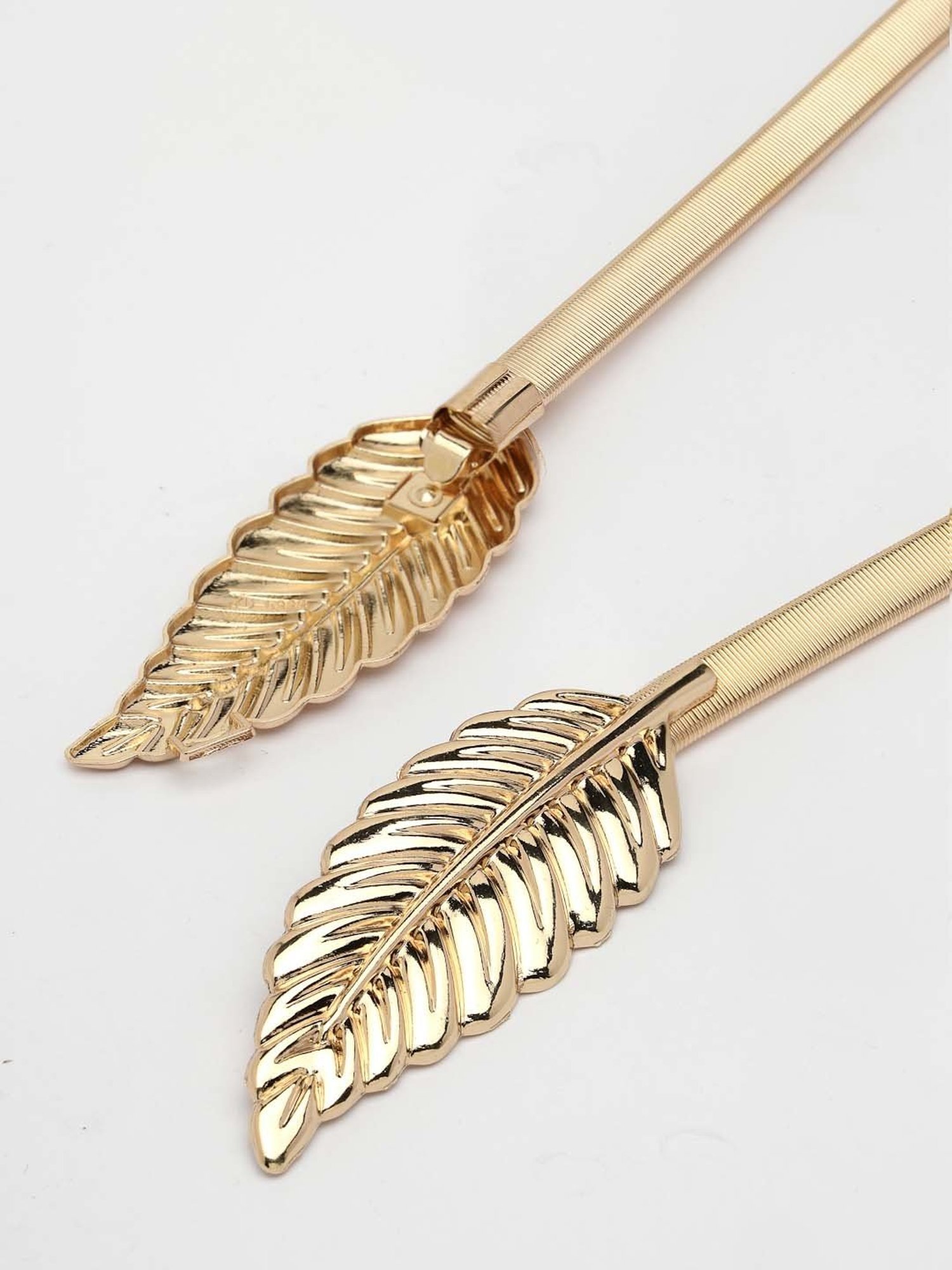 NVR Circular Gold Plated Stretchable Metal Belt for Women