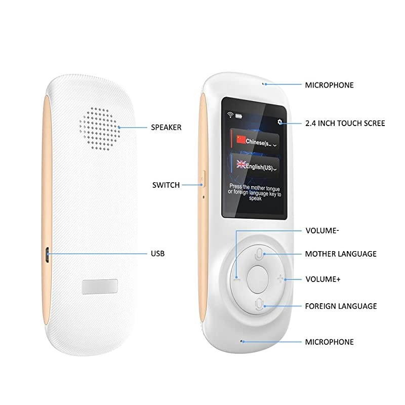 Translator Device Smart Voice Translator with 2.4inch HD Touch Screen Support 70 Languages for Learning Travel Business Shopping