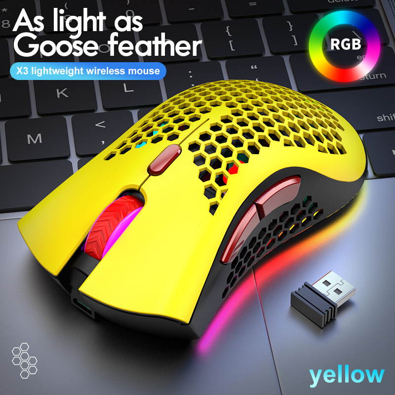 X3 E-sport Wireless Mouse RGB Dual Mode Gaming Mechanical Macro Computer Notebook Mouse Ultralight Honeycomb Shell Mouse