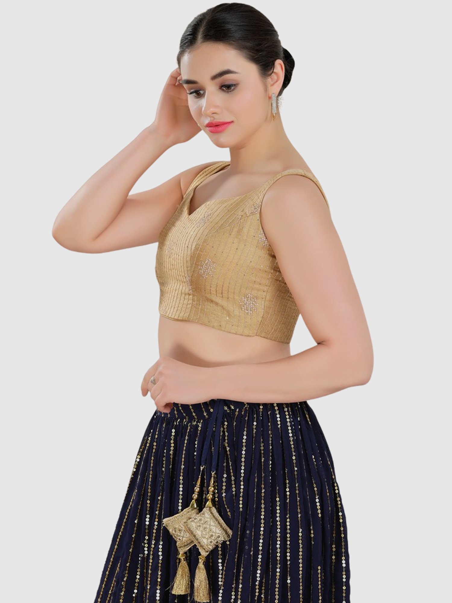 Salwar Studio Beige Embroidered Blouse