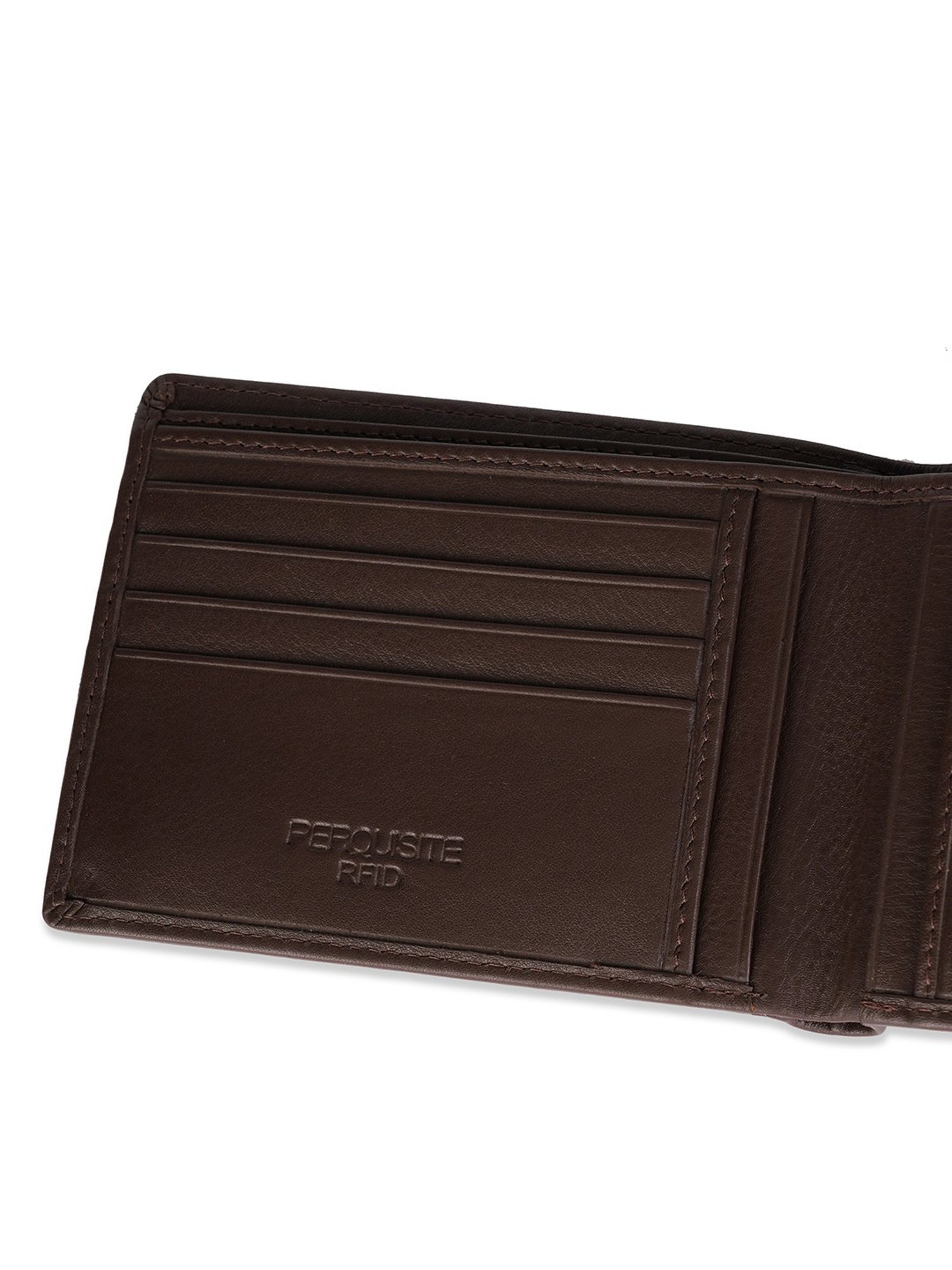 PERQUISITE Brown Casual Leather Bi-Fold Wallet for men