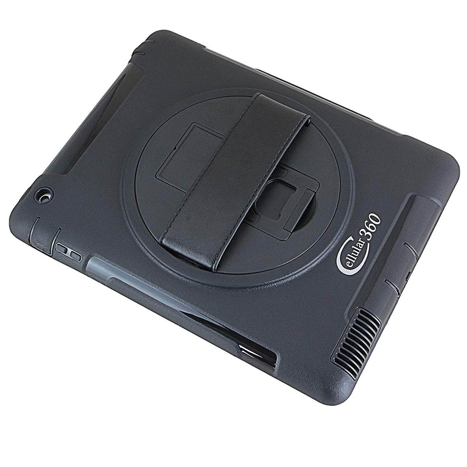 Cellular360 Shockproof Case for iPad 2 iPad 3 iPad 4, Protective and Handy Case with a 360 Degree Rotatable Kickstand and Handle (Black)