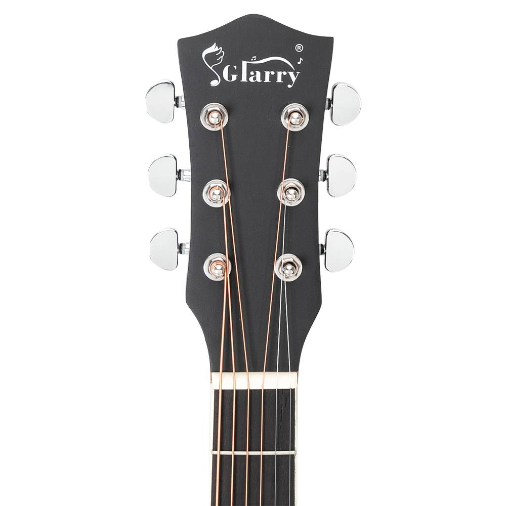 Glarry Gt508 41 Inch Rounded Spruce Panel Matte Edging Folk Guitar Black