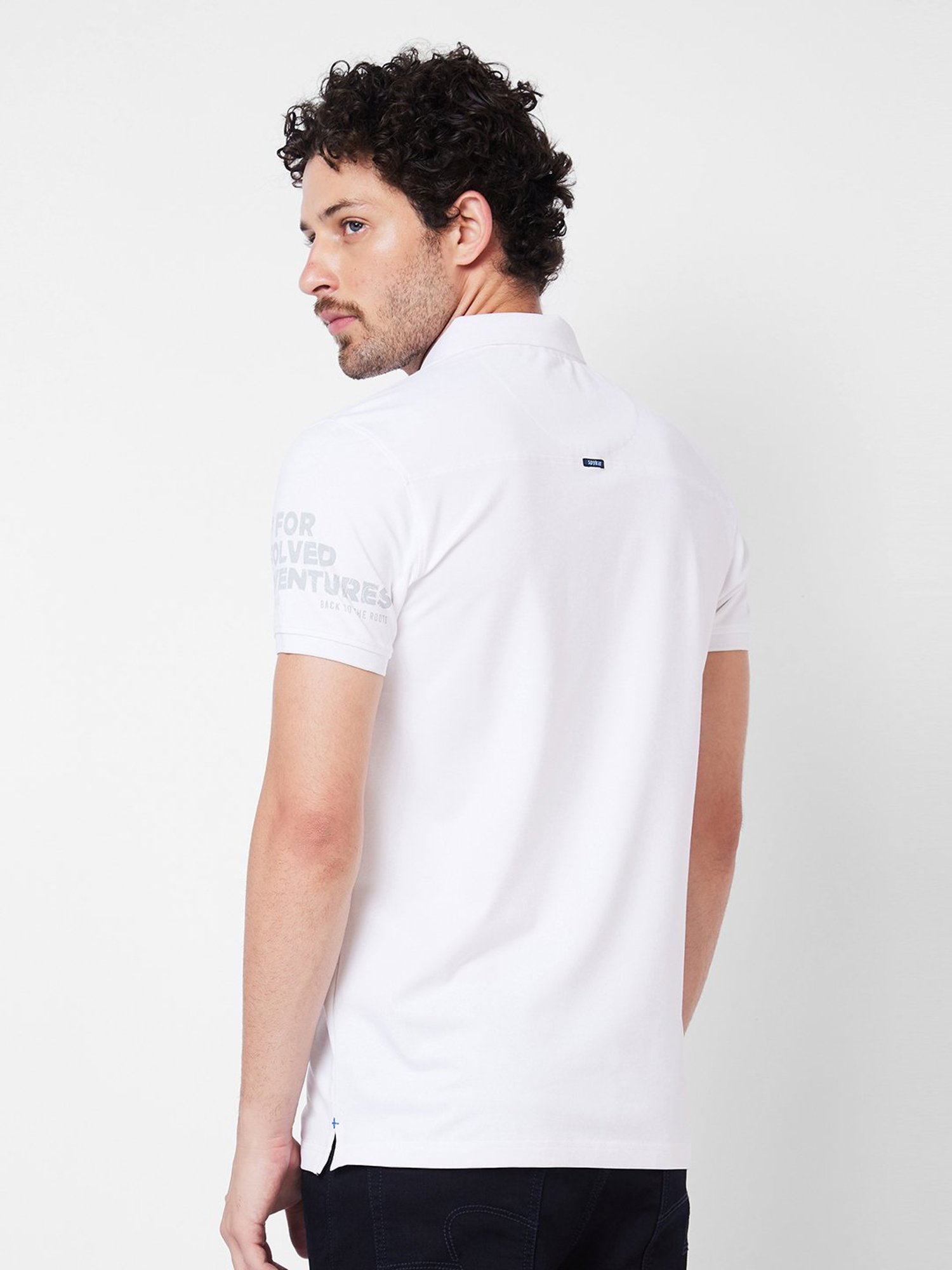 Spykar White Slim Fit Polo T-Shirt