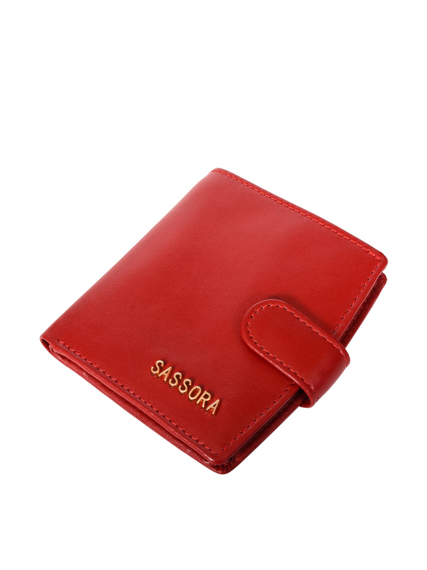 SASSORA Red Solid Rfid Bi-Fold Wallet for Women