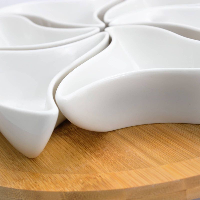 7pc Stoneware Beautiful Waves Party Serving Set White - Elama