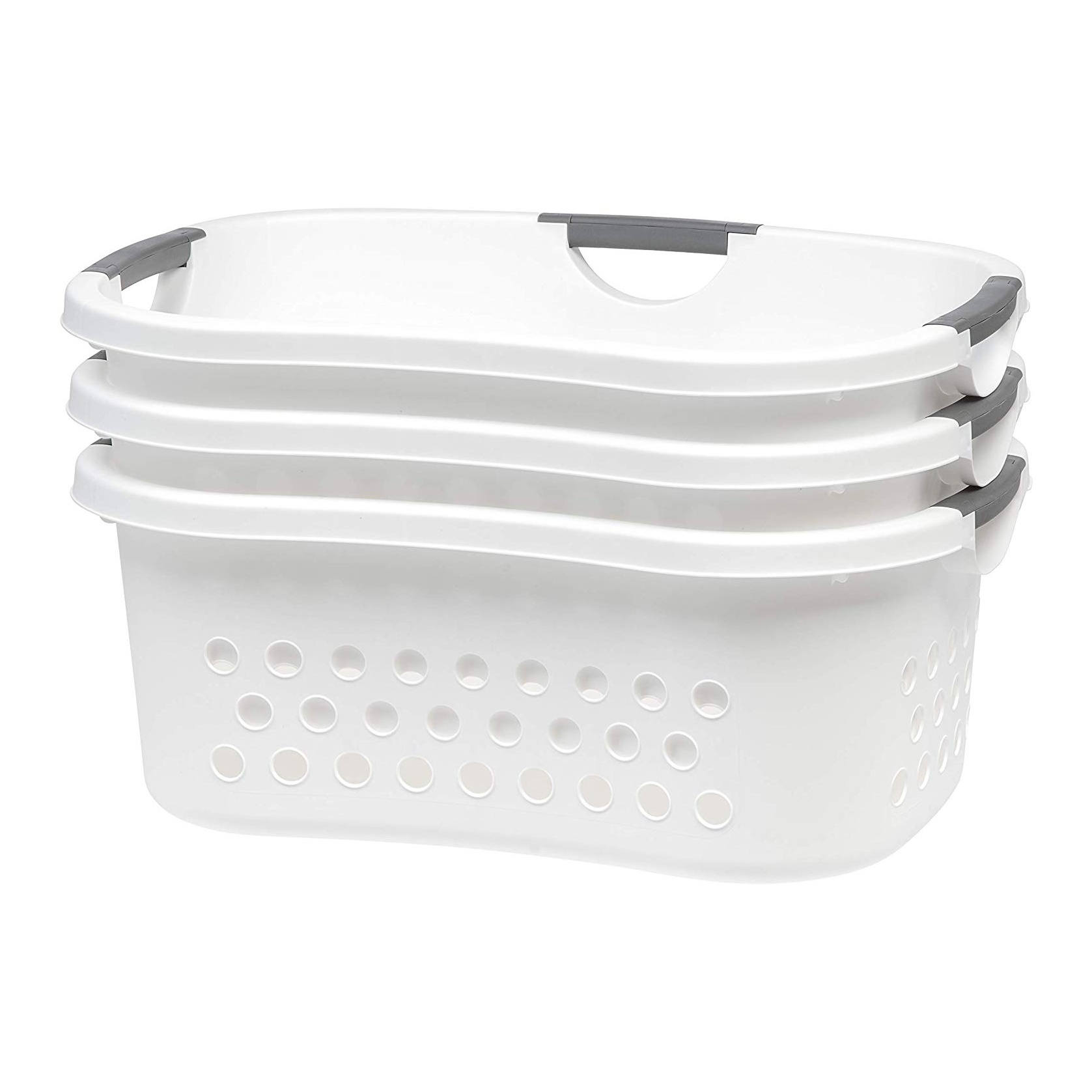 IRIS Comfort Carry Laundry Basket, 3 Pack, White