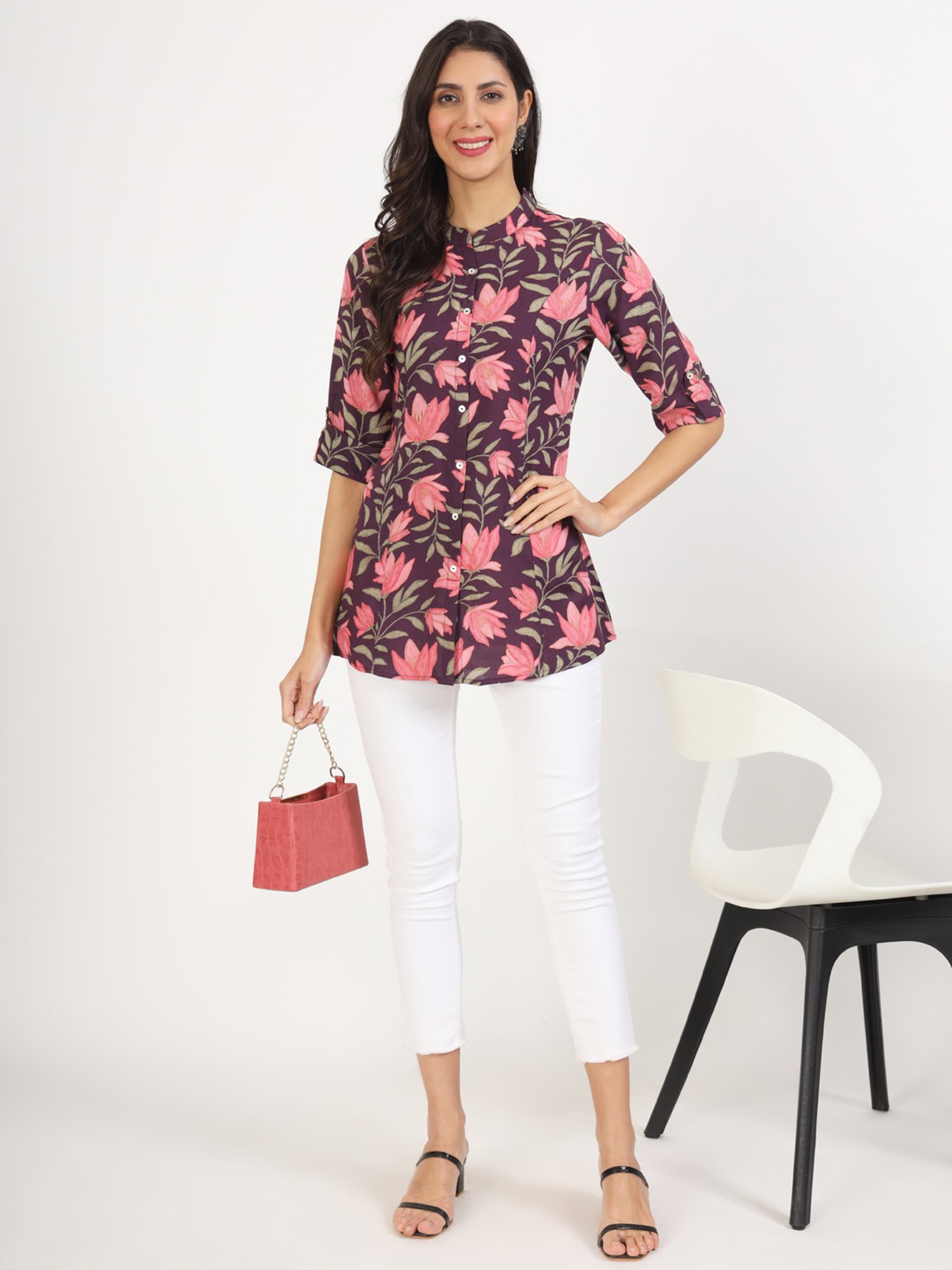 Divena Purple Floral Print Tunic
