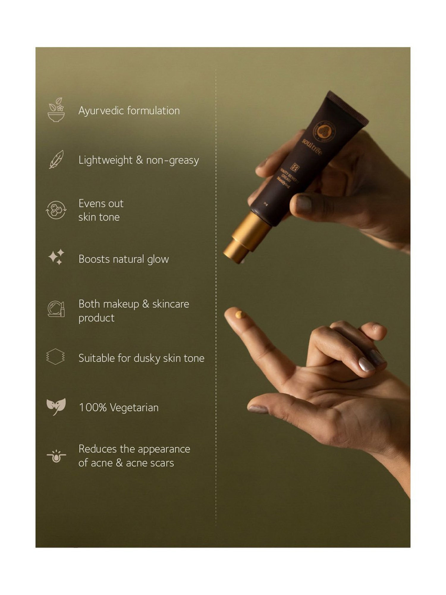 SoulTree Ayurvedic BB cream - Golden Glow - 30 gm | Organic BB Cream