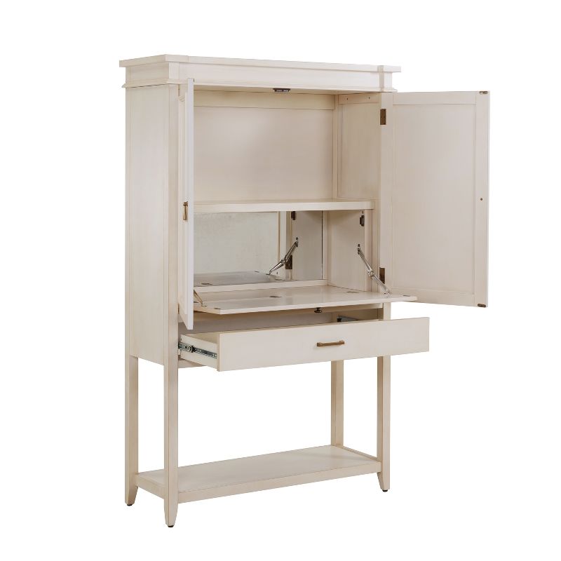 Aiden Lane Peluda Fold Out Bar Cabinet Antique White