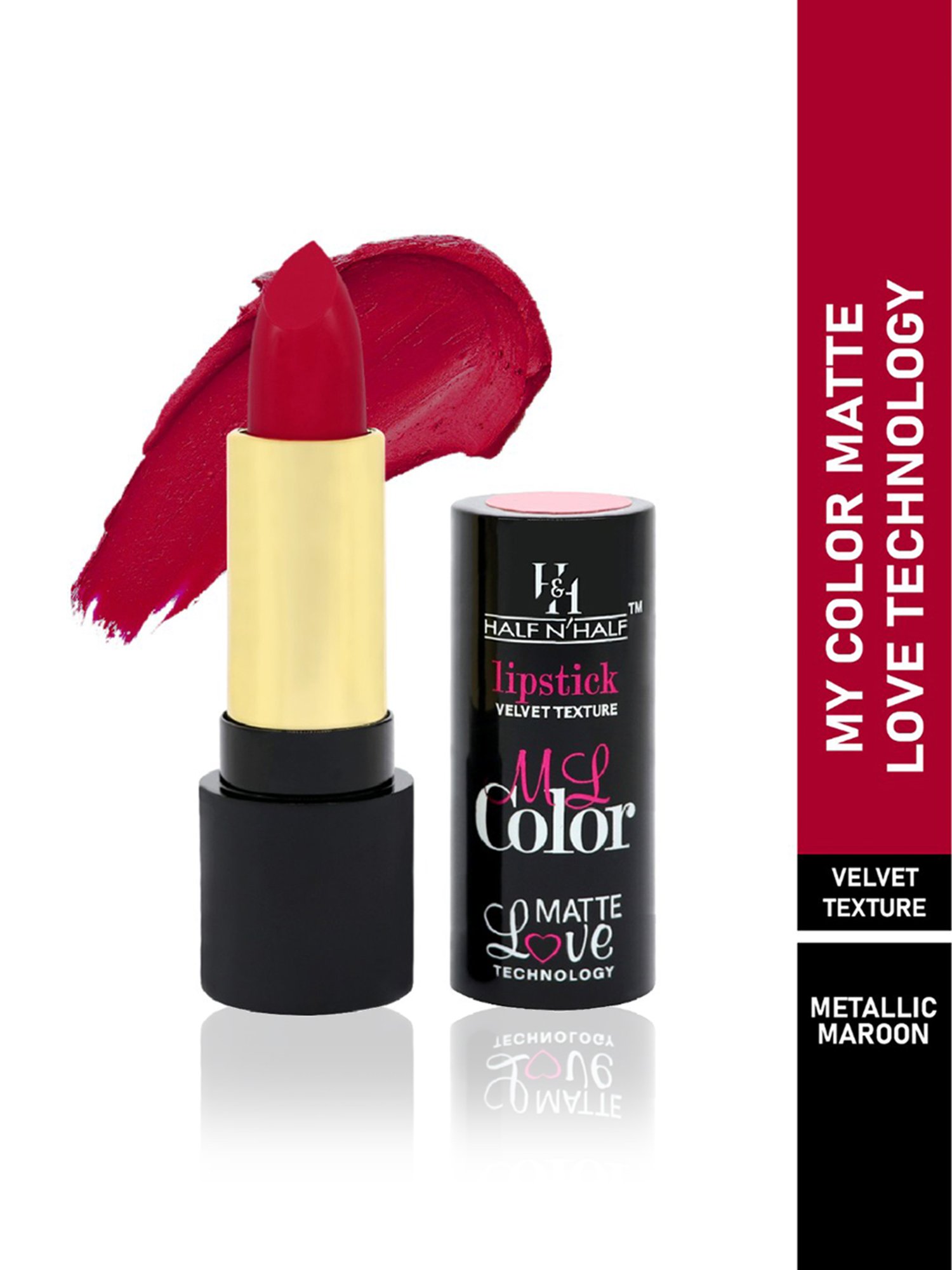 Half N Half My Color Velvet Texture Matte Lipstick Metallic Maroon - 3.8 gm