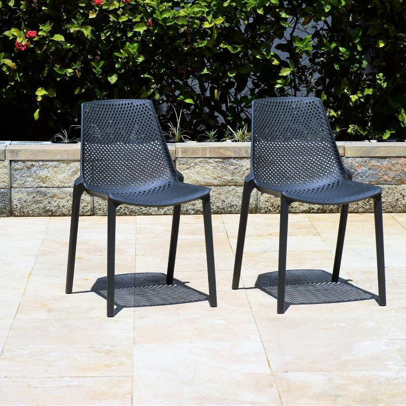 Elvis 4pk  Plastic/Resin Patio Chair Set - Gray - Amazonia
