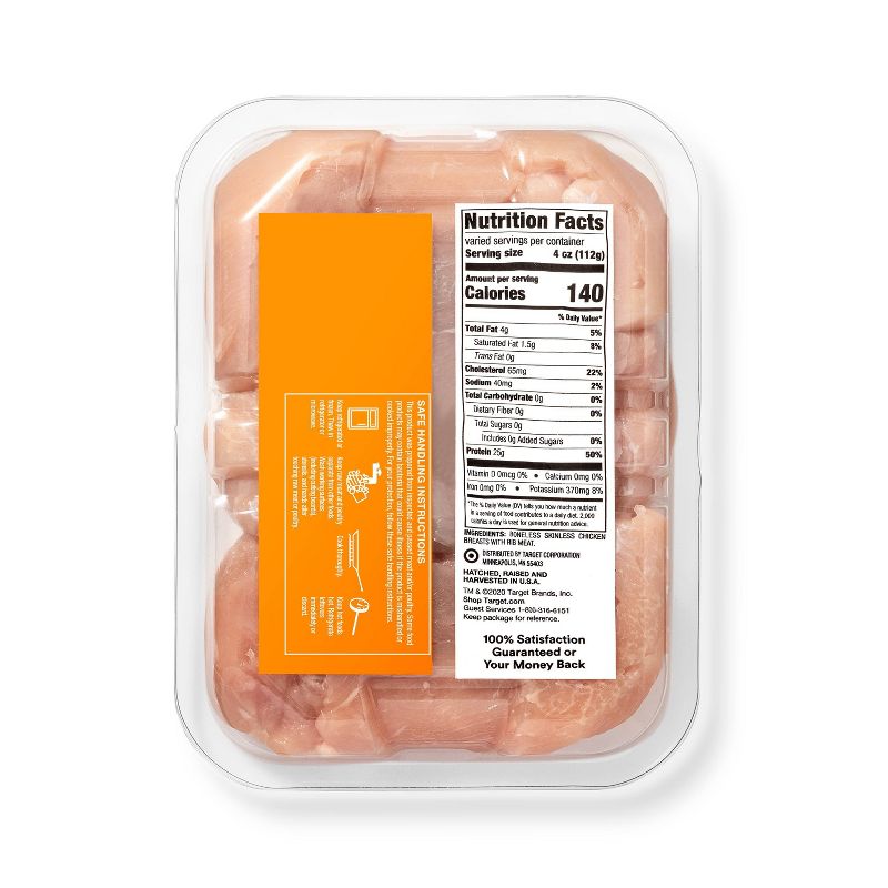 No Antibiotics Ever Vegetable Fed Boneless Skinless Chicken Breast - 1.2-1.8 lbs - price per lb - Good & Gather™