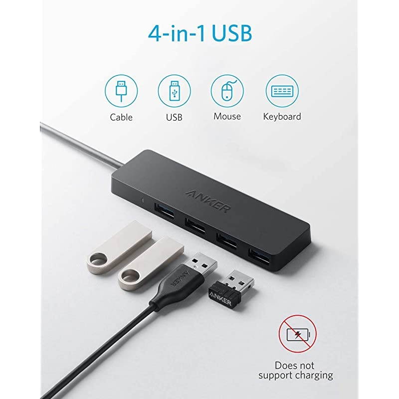 4Port USB 30 Hub UltraSlim Data USB Hub with 2 ft Extended Cable Charging Not Supported for MacBook Mac Pro Mac mini iMac Surface Pro XPS PC Flash Drive Mobile HDD