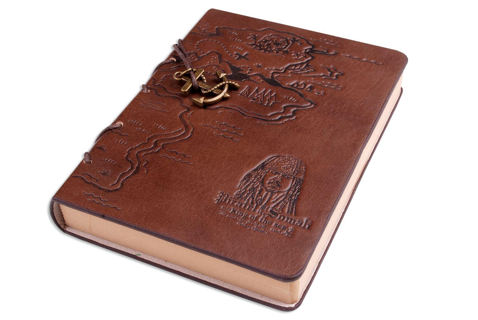 Hellfire Trading PU Leather Pirate Design Map Diary Journal Sketchbook Notebook  - Dark Brown,Treasure Map
