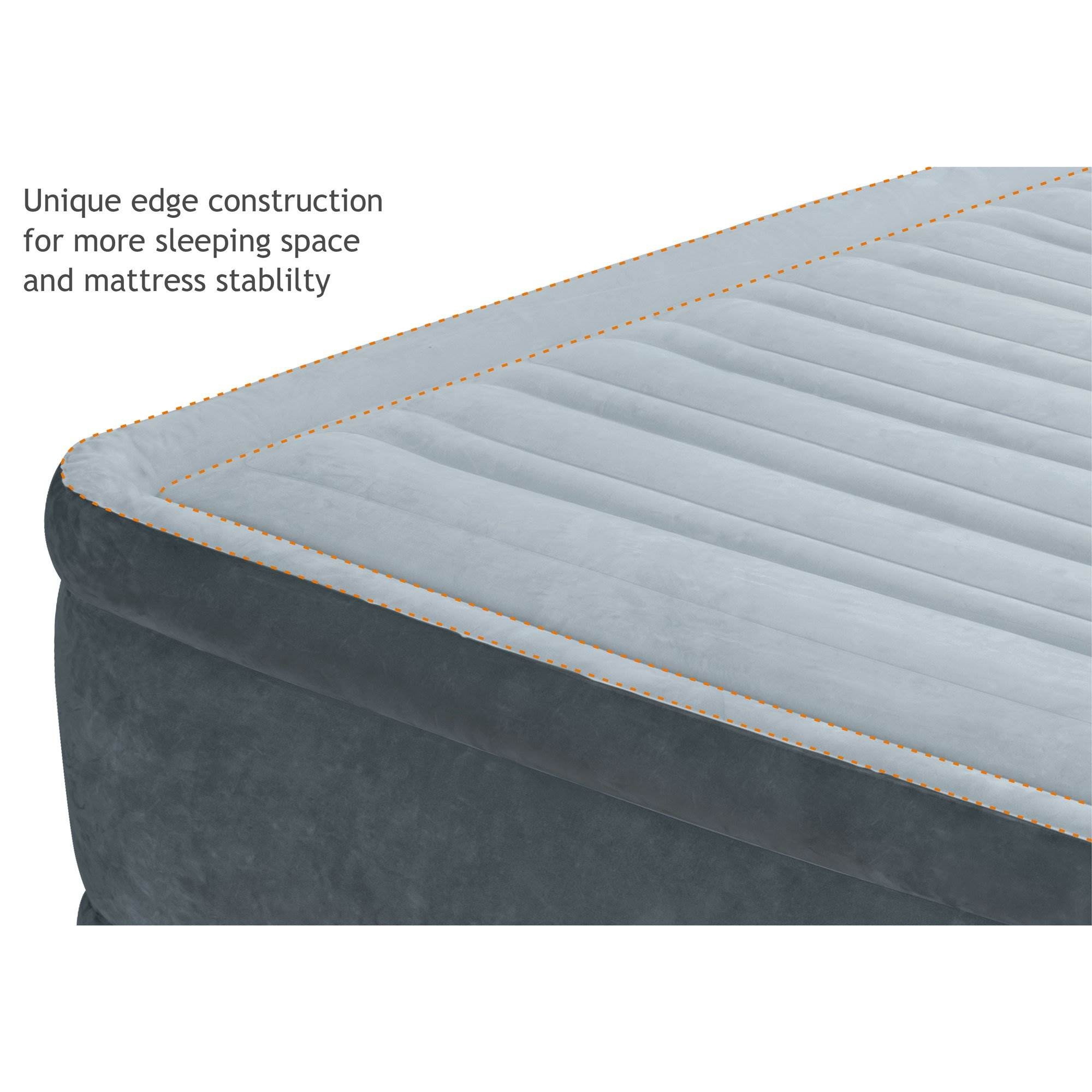 Intex 67765EP Dura Beam Plus Series 13" Mid Rise Airbed with Built In Electric Pump, Twin, Gray