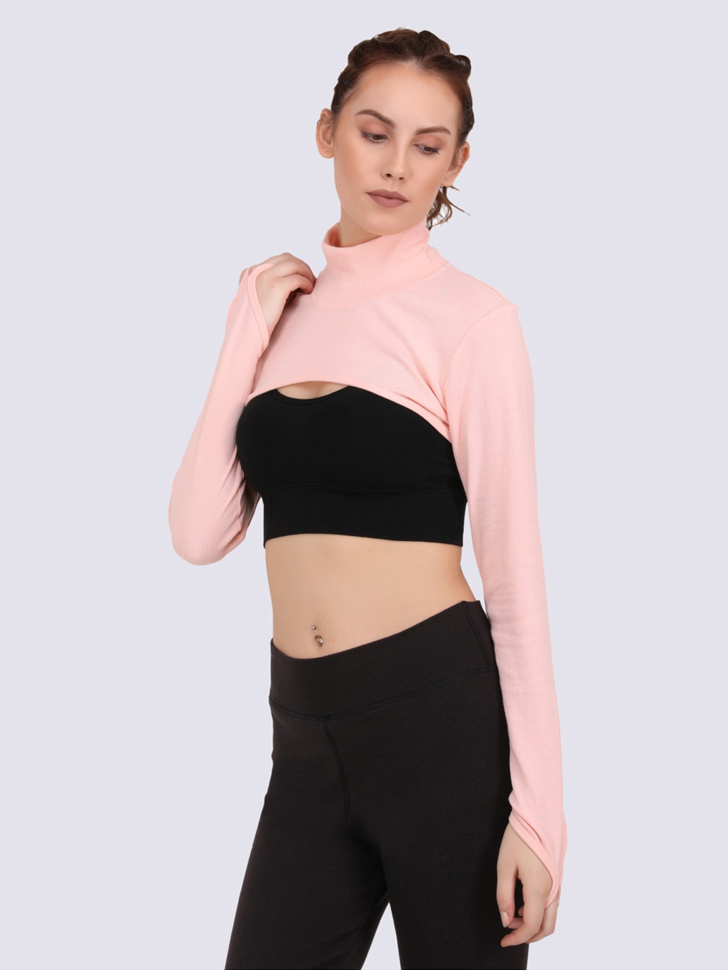EVERDION Peach Cotton Sports Crop Top