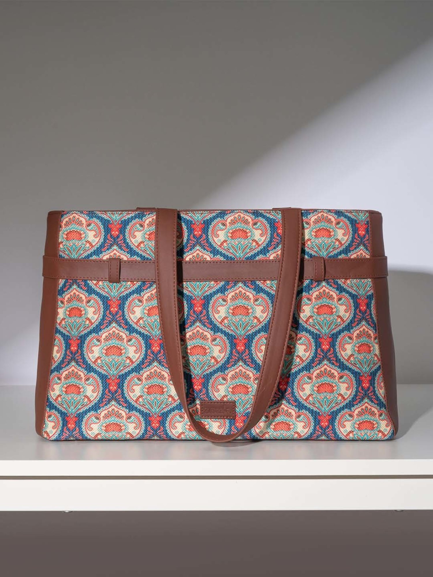 ZOUK Blue Printed Large Laptop Tote Handbag