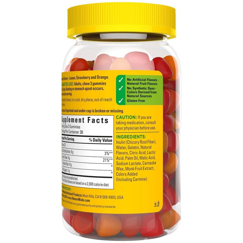 Nature Made Fiber 6g Gummies - Fruit Flavors - 90ct