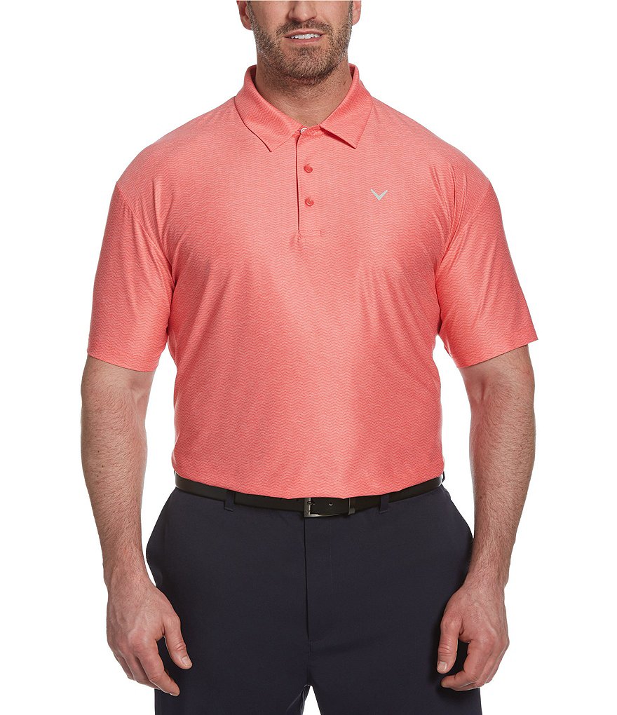 Callaway Big & Tall Geo Solid Print Stretch Short-Sleeve Polo Shirt