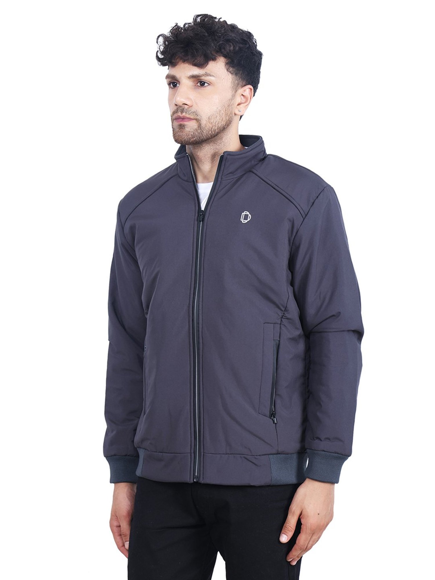 Dollar Slate Grey Regular Fit High Neck Jacket