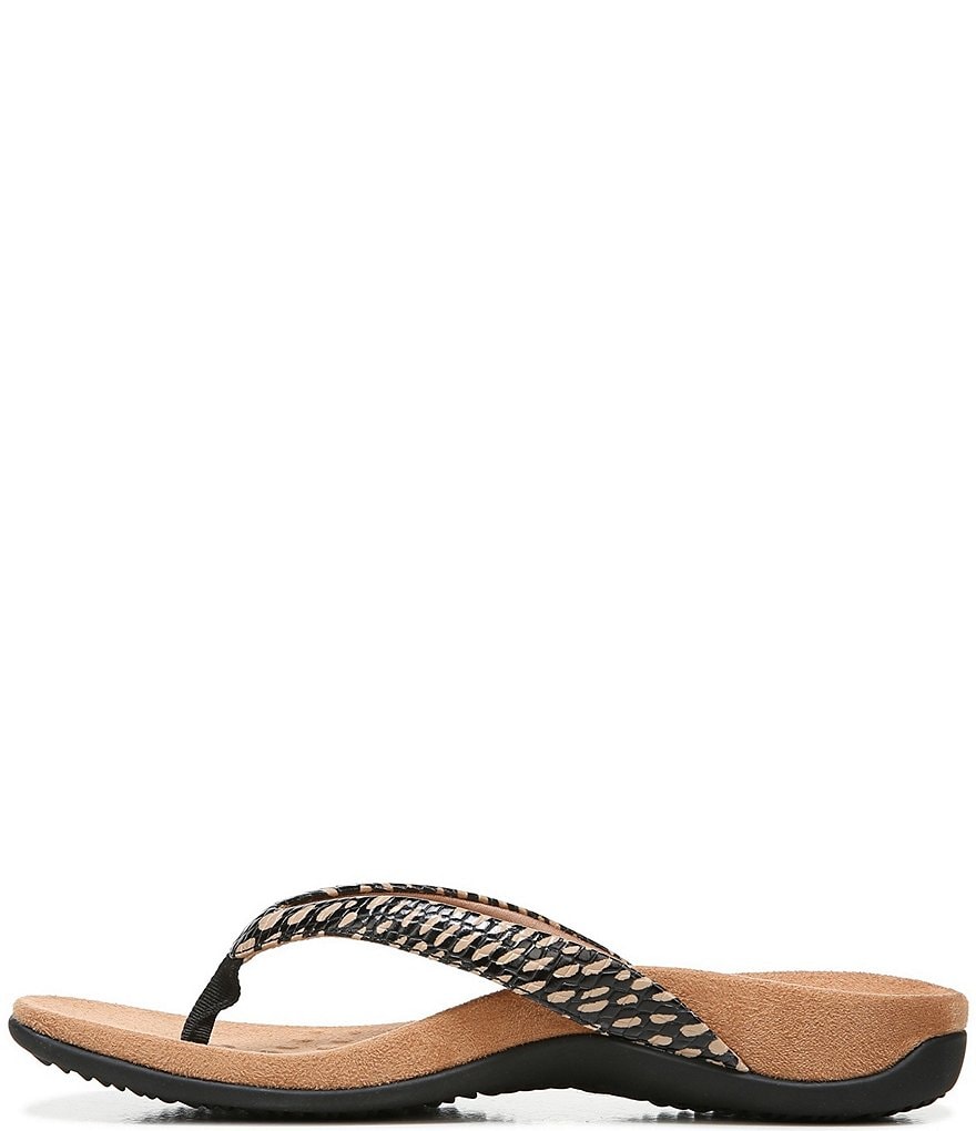 Vionic Dillon Spots Print Leather Flip Flops