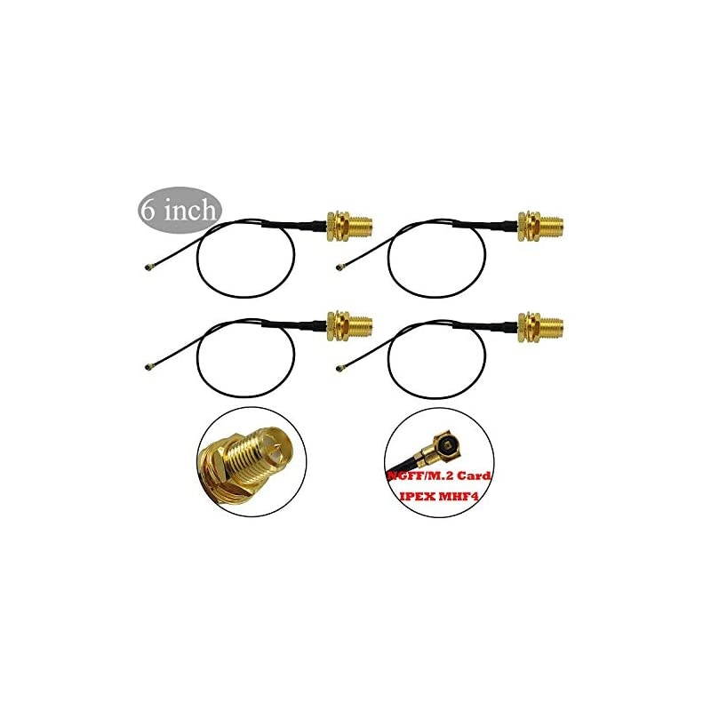 to SMA M2 NGFF to RPSMA Female MHF4 IPX4 IPEX4 Ipex Connector Pigtail WiFi Antenna Extension Cable 6 inches 4 Pcs