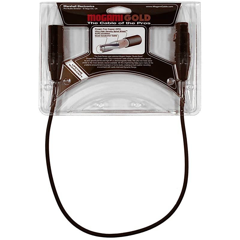 Gold STUDIO02 XLR Microphone Cable XLRFemale to XLRMale 3Pin Gold Contacts Straight Connectors 2 Foot