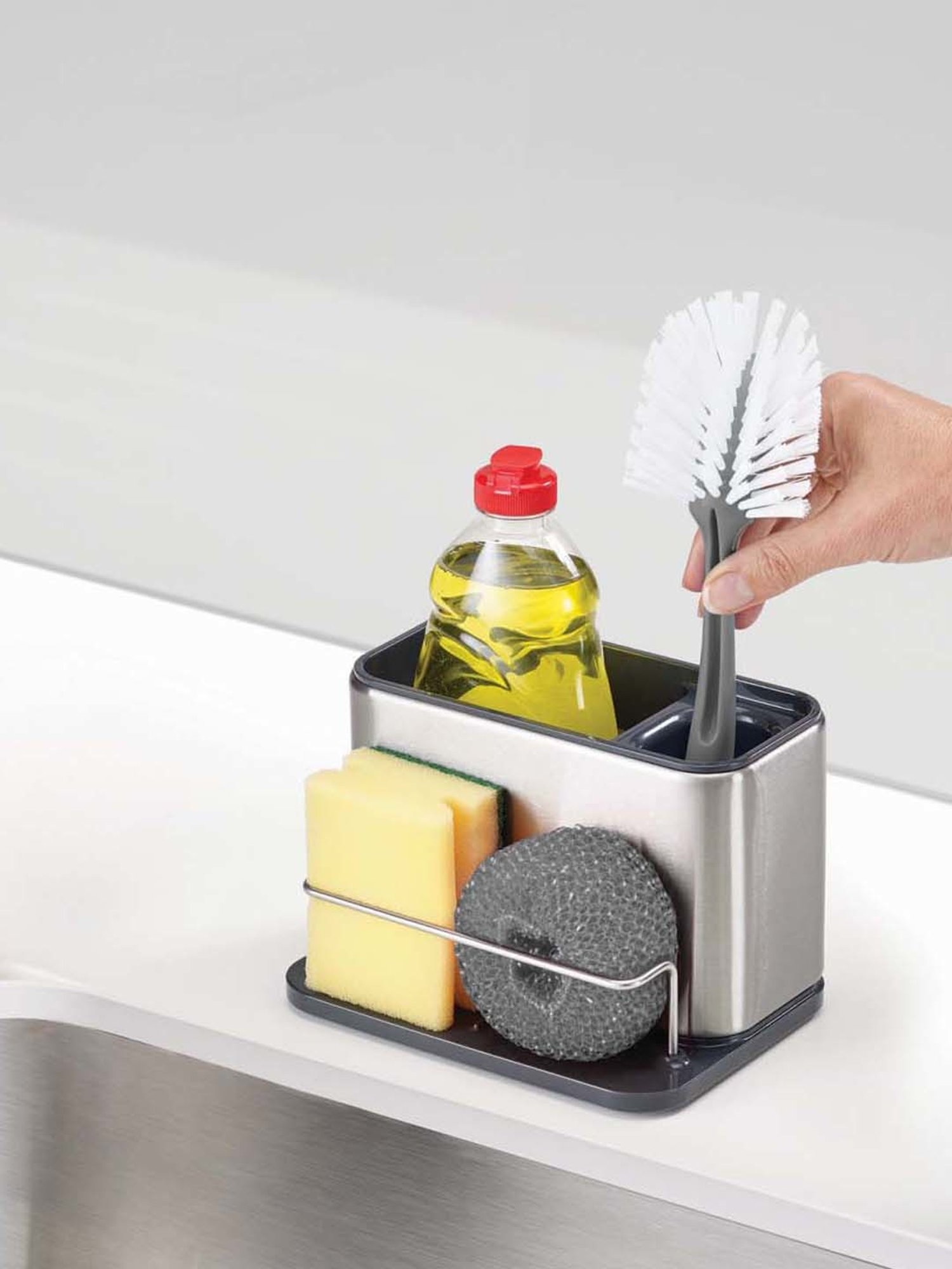 Joseph Joseph Silver & Black Stainless Steel 18 cm Surfae Sink Tidy - Set of 1