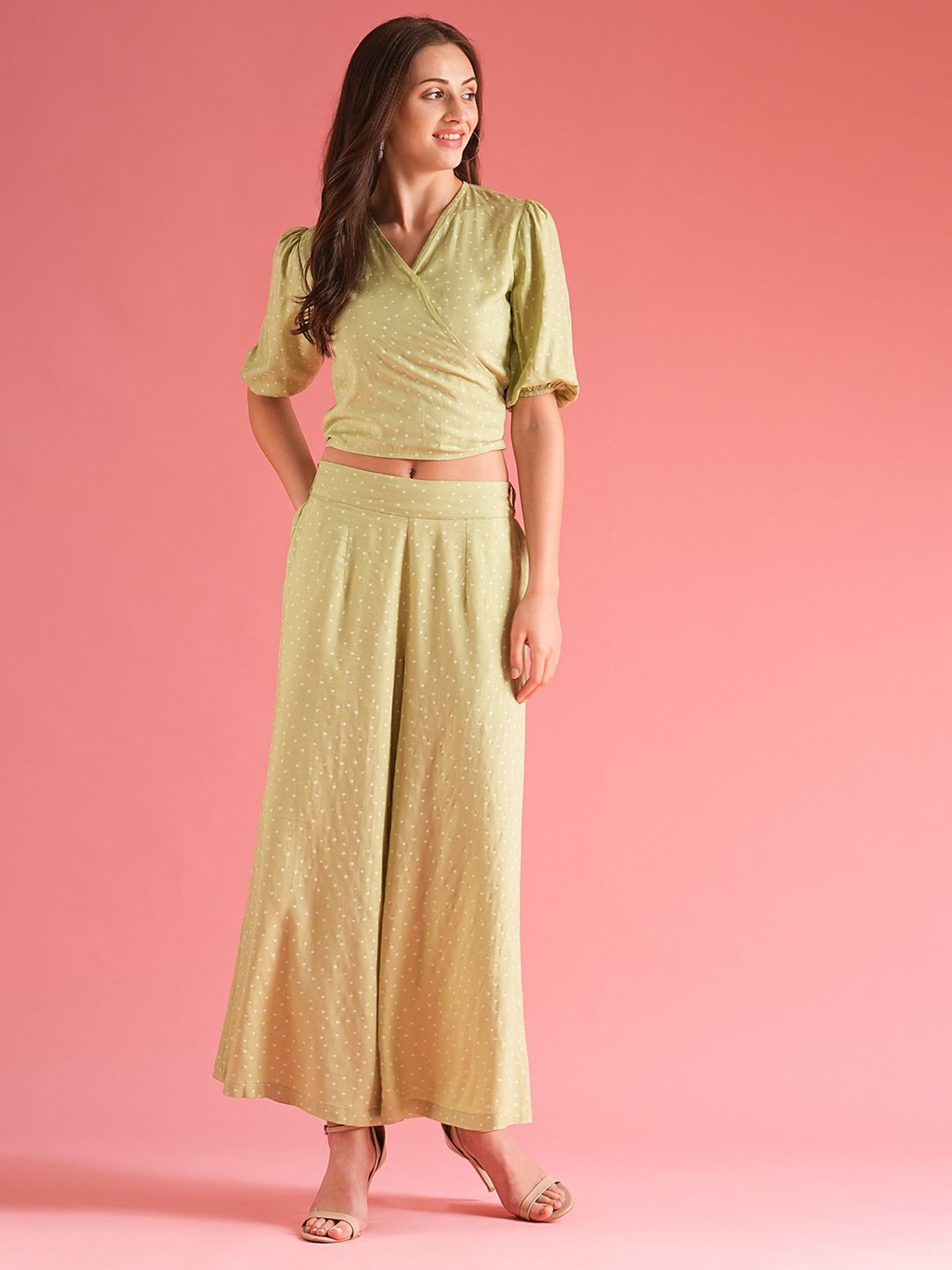 Globus Olive & White Printed Co-Ord Set